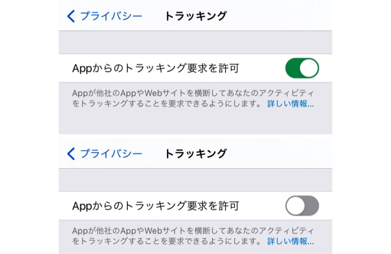 iOSアプリからのトラッキング許可設定画面